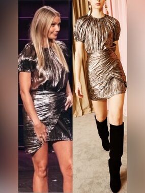 Ulla Johnson Silk Lamé Metallic Ruched Mini Cheri Dress - Shimmer Copper Bronze